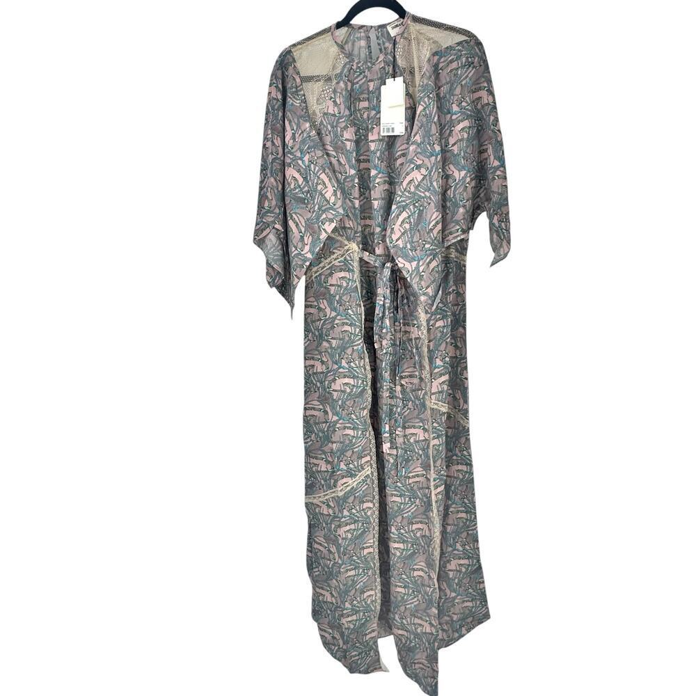 Zadig & Voltaire Silk Lace Blend Chain Print Maxi Dress Long Sleeves Size L NWT - Picture 4 of 12